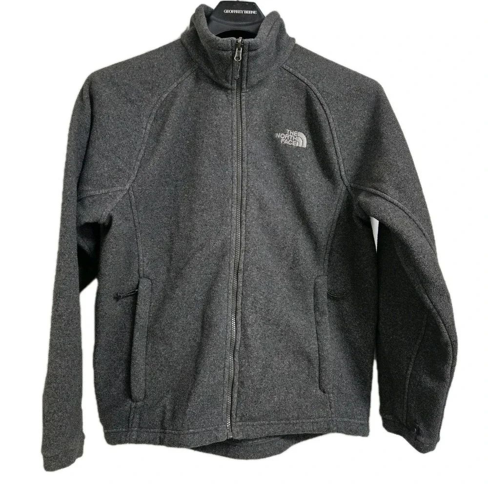 The North Face Mens Gray Full Zip Fleece Jacket Size Medium Pockets Logo Outdoor